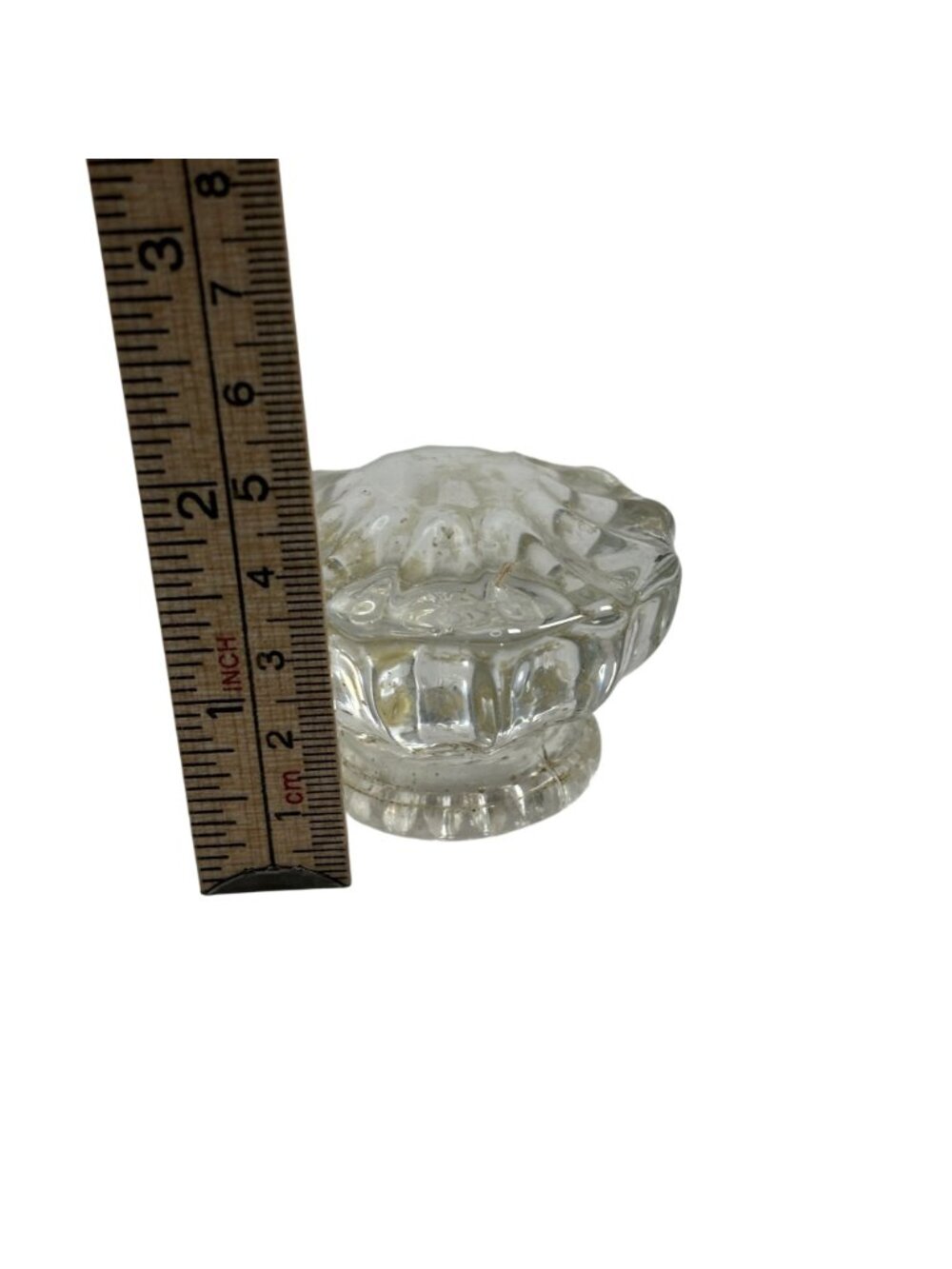 Vintage Clear Glass Fluted Doorknob Replacement With Faceted Design No Hardware - Picture 3 of 11